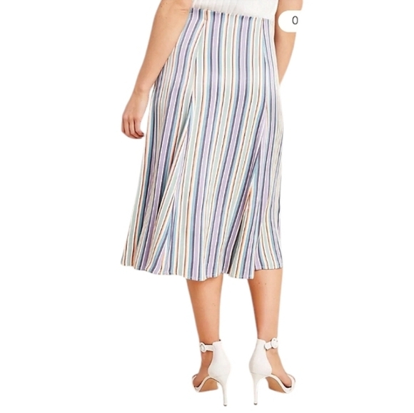 Anthropologie Maeve Freya Faux Button Front Full Hem Midi Skirt NWT Size 8 - Picture 2 of 8